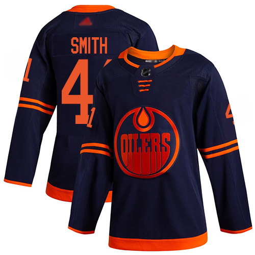 Adidas Edmonton Oilers 41 Mike Smith Navy Alternate Authentic Stitched Youth NHL Jersey